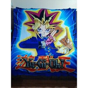 Vintage YU-GI-OH Anime Throw Blanket 1996 Y2K  Spellout Soft Fleece 48”x 64